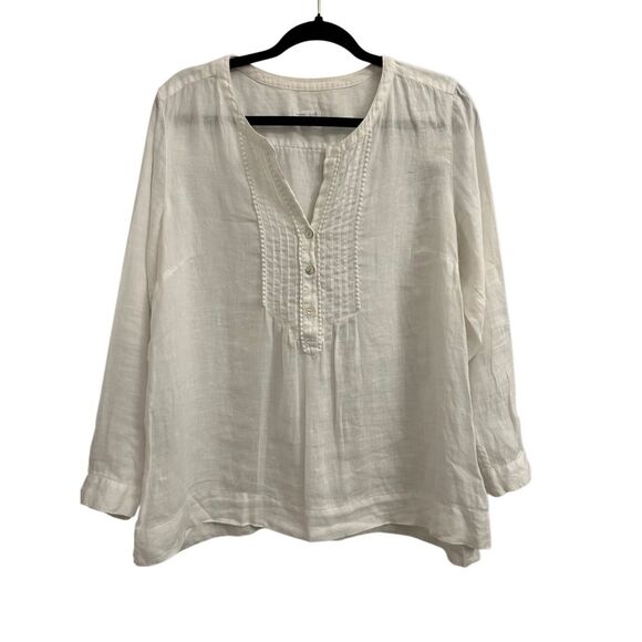 J. Jill 100% linen boho pullover blouse sz M - Picture 1 of 7